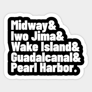 WWII Pacific Ocean Battles Midway Pearl Harbor Iwo Jima Wake Sticker